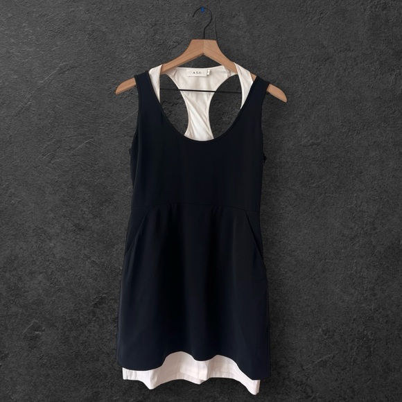 A.L.C. Black/White Baez Racerback Colorblock Contrast Mini Dress Size 6 - Picture 4 of 15